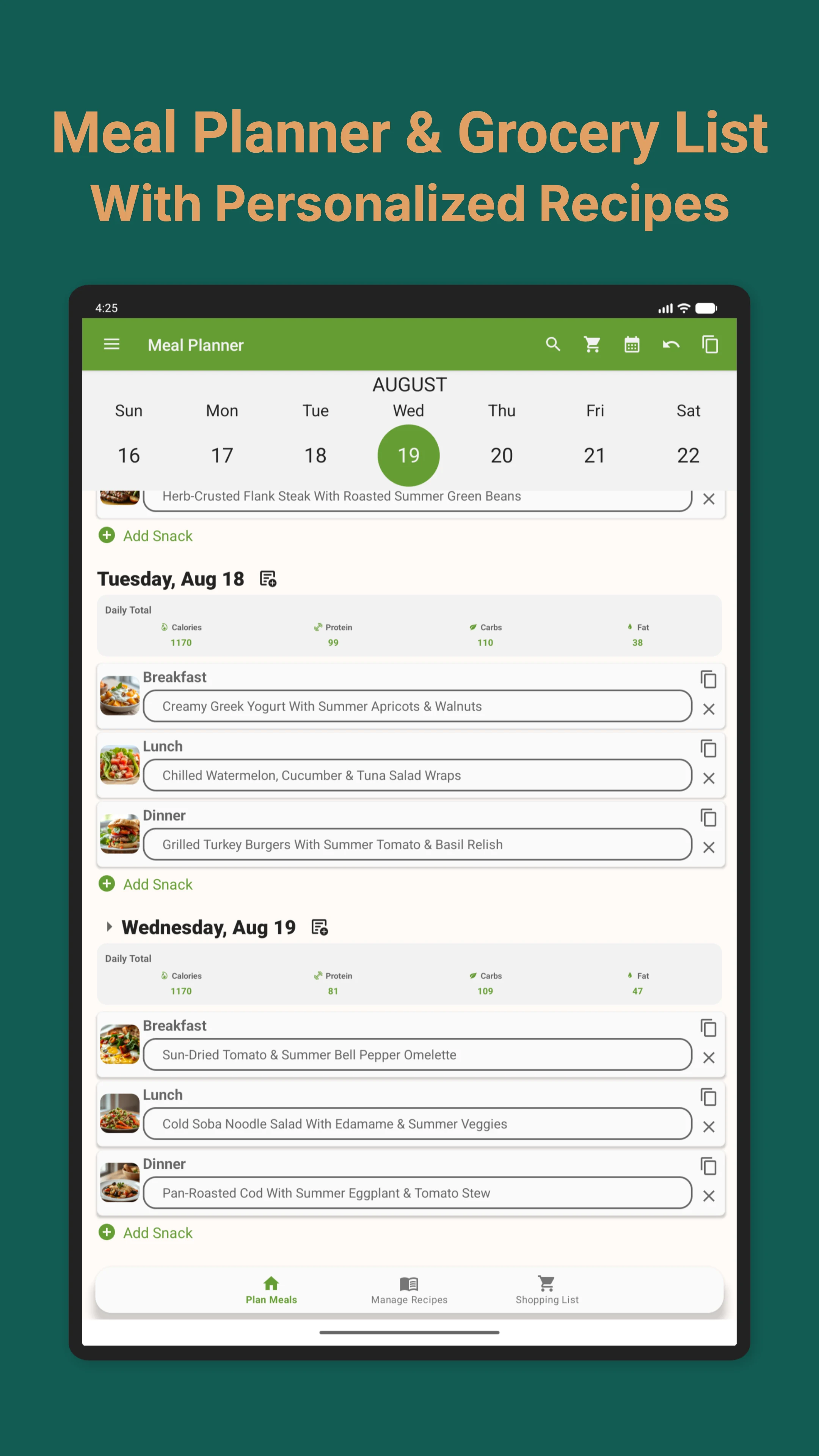 Meal Planner & Grocery List screenshot