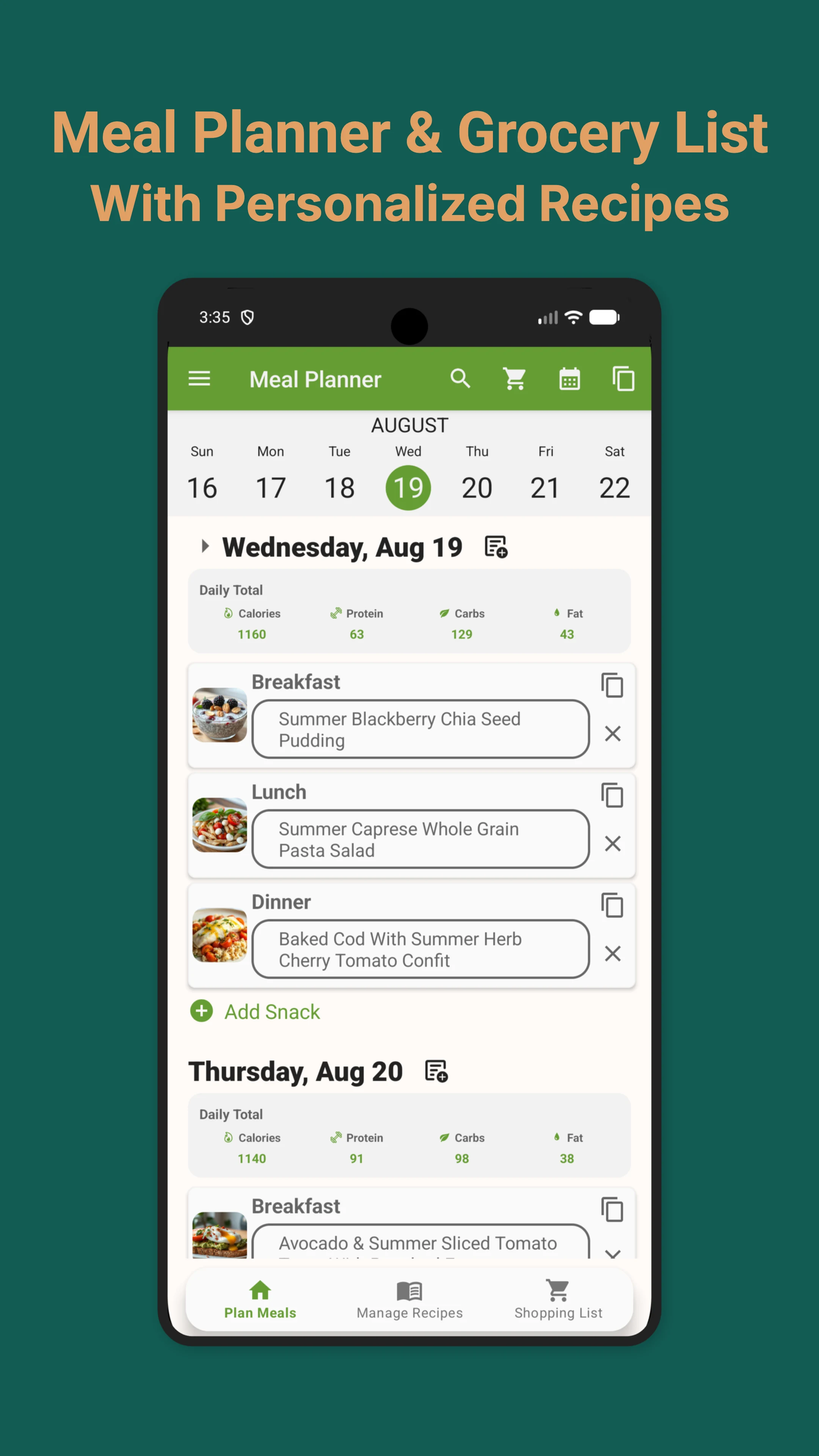 Meal Planner & Grocery List screenshot